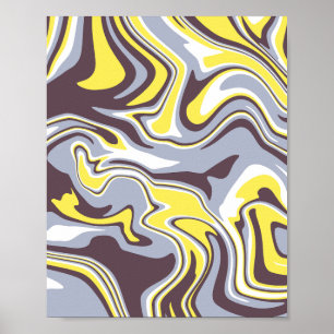 Poster Marbre fluide avec Jaune et Grey