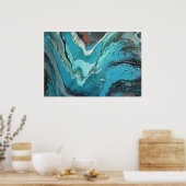 Poster Marbre fluide de cuivre turquoise Art abstrait acr (Cuisine)