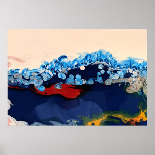 Poster Marbre fluide de la marine de Bourgogne Acrylique