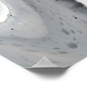 Poster Marbre fluide noir blanc Abstrait Gris Argent (Coin)