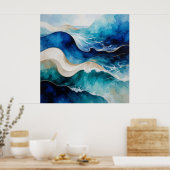 Poster Marbre fluide saphir et or ✨ (Cuisine)
