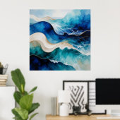 Poster Marbre fluide saphir et or ✨ (Bureau à domicile)