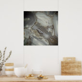 Poster Marbre gris avec veine d'or (Cuisine)