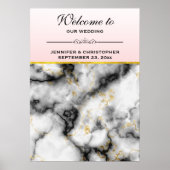 Poster Marbre gris blanc moderne Mariage accueil (Devant)