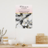 Poster Marbre gris blanc moderne Mariage accueil (Cuisine)