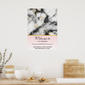Poster Marbre gris blanc moderne Mariage accueil (Cuisine)