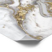 Poster Marbre liquide gris - perle et or (Coin)