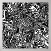 Poster Marbre Liquide Noir et Blanc Abstrait (Devant)