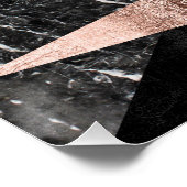 Poster Marbre moderne élégant, Or Rose & Triangle noir (Coin)