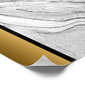 Poster Marbre noir gris blanc / Art bordé d'or noir (Coin)
