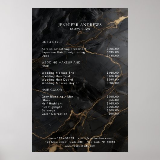 Poster Marbre, Noir-Or, Salon (Devant)