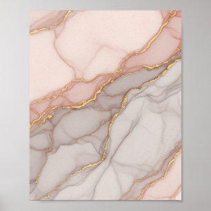 Poster Marbre or Rose élégant - OEuvre murale de luxe