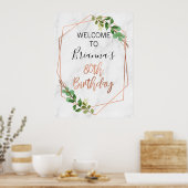 Poster Marbre Rose Gold Foliage 80e anniversaire Pos d'ac (Cuisine)
