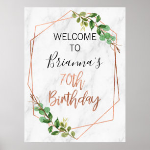 Poster Marbre Rose Gold Foliage 80e anniversaire Pos d'ac