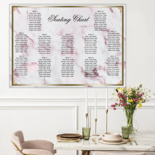 Poster Marbre rose Golden Pearls Mariage Siège