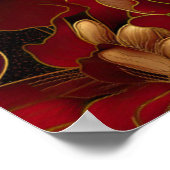 Poster Marbre rouge noir et or Mariage Floral Bienvenue (Coin)