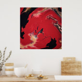 Poster Marbre rouge noir Fluid Marbre Acrylique Art Abstr (Cuisine)