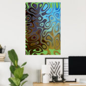 Poster Marbre Slick Métallique Bleu Vert (Bureau à domicile)