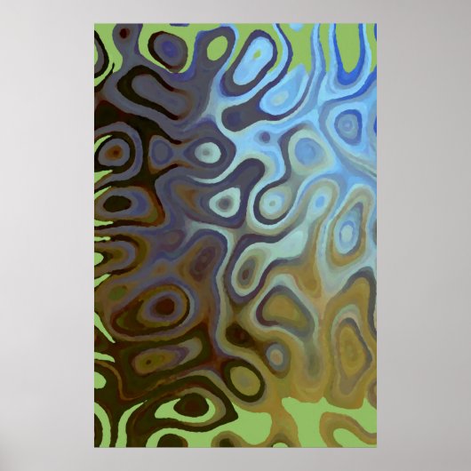 Poster Marbre Slick Métallique Bleu Vert (Devant)