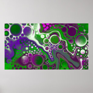 Poster Marbre vert et violet Fluid Art moderne Abstrait