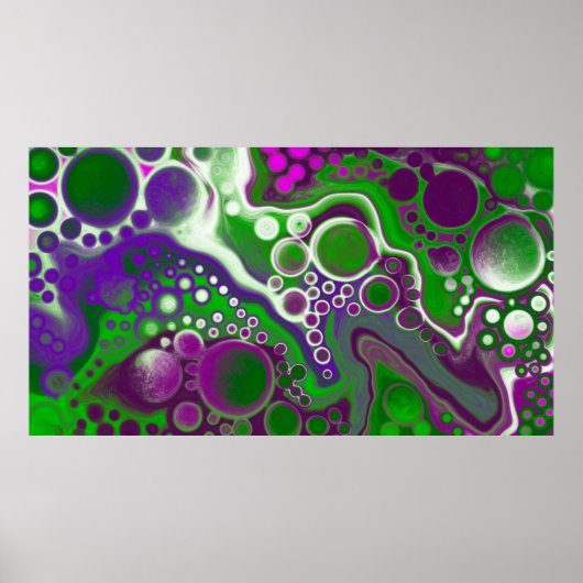 Poster Marbre vert et violet Fluid Art moderne Abstrait (Devant)