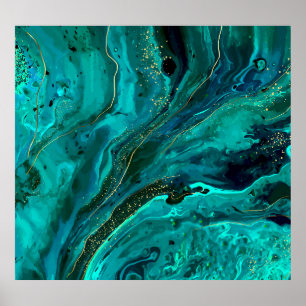 Poster Marbre vert & Or : Texture luxueuse