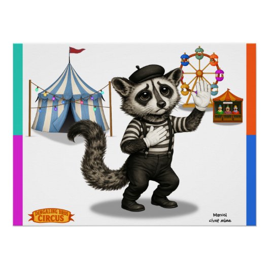 Poster Marcel, civet mime (Devant)