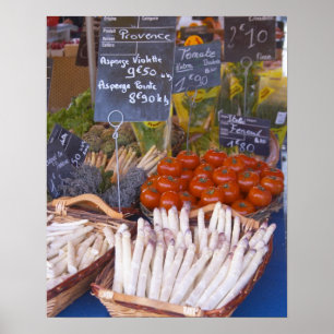 Poster Marchand de stand de marché de rue avec blanc