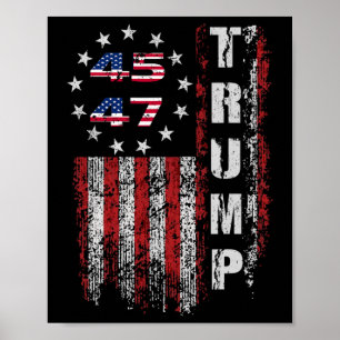 Poster Marchandise Américaine Drapeau Trump 45 47 T