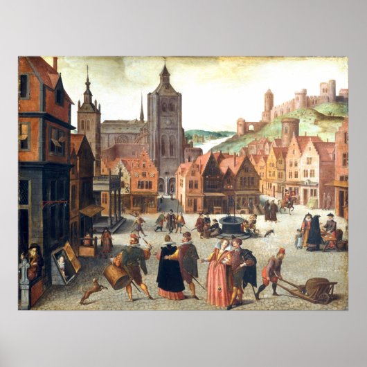 Poster Marché à Bergen - Abel Grimmer Art (Devant)
