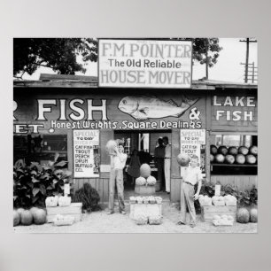 Poster Marché au bord de la route, 1936. Photo ancienne