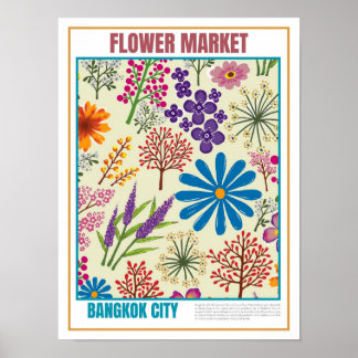 Poster Marché aux fleurs Asie du Sud-Est Bangkok