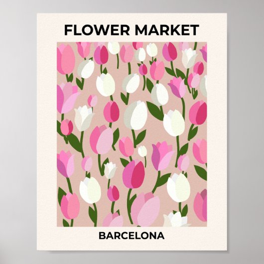 Poster Marché aux fleurs Barcelone Pastel Tulips rose (Devant)