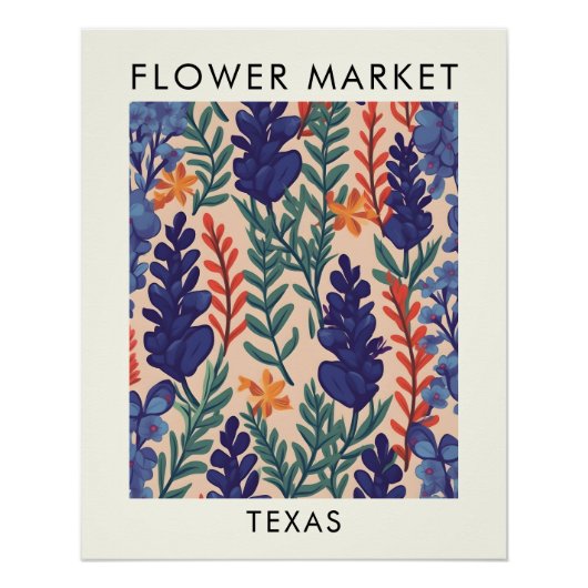 Poster Marché aux fleurs Bluebonnet du Texas State (Devant)