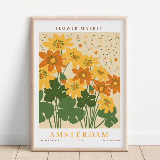 Poster Marché aux Fleurs Botanique d'Amsterdam