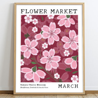 Poster Marché aux fleurs de cerisiers de Sakura