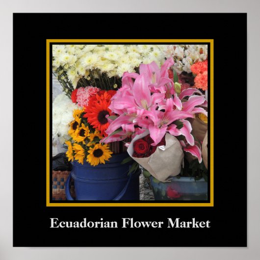 Poster Marché aux fleurs équatoriens sur la place de l'ég (Devant)