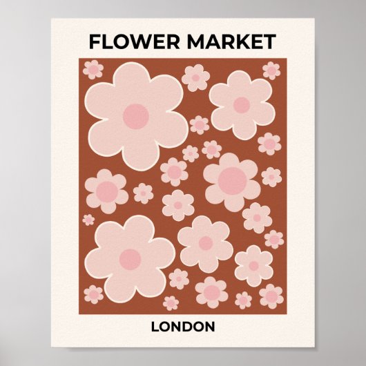 Poster Marché aux Fleurs Londres Fleur Rétro Terracotta B (Devant)