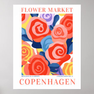 Poster Marché aux fleurs moderne Copenhague Fleurs botani