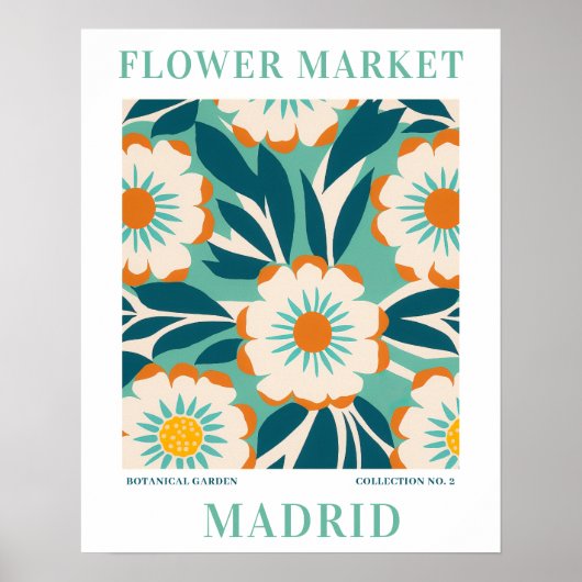 Poster Marché aux fleurs moderne Madrid Fleurs botaniques (Devant)