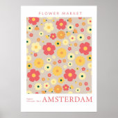 Poster Marché aux fleurs rétro Amsterdam Fleurs jaunes ro (Devant)