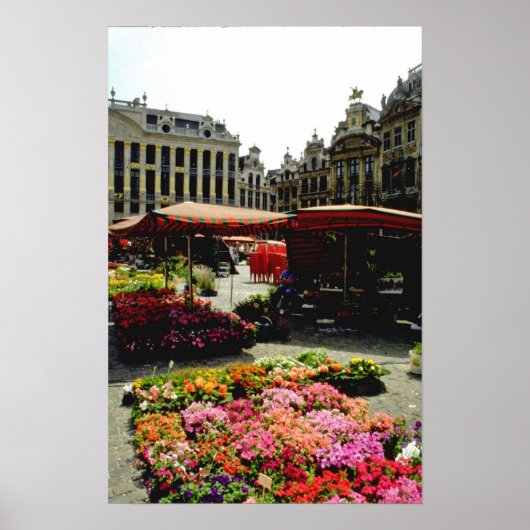 Poster Marché aux fleurs roses dans le carré principal, B (Devant)