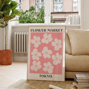 Poster Marché aux Fleurs Tokyo Fleur de Cerisier Rose Flo