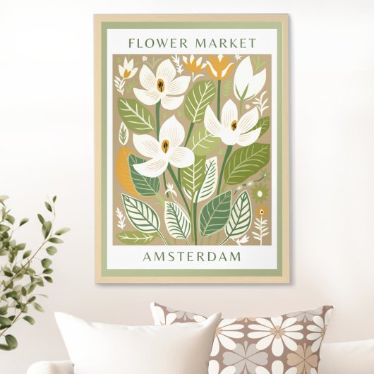 Poster Marché aux fleurs vertes Imprimable