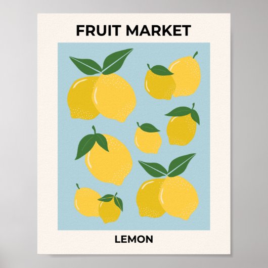 Poster Marché aux fruits Citron Imprimer Aliments Vintage (Devant)
