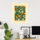 Poster Marché aux fruits en fleurs d'orange rétro (Bureau à domicile)