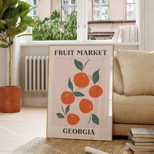 Poster Marché aux fruits Géorgie Pêche à l'orange