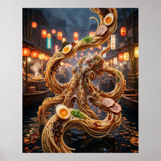 Poster Marché aux poulpes Ramen (Devant)