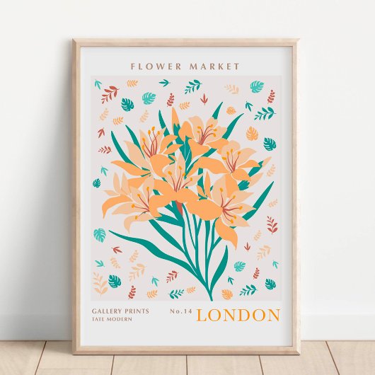 Poster Marché botanique de fleurs de Londres