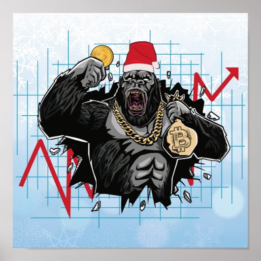 Poster Marché boursier Bitcoin de Noël (Devant)